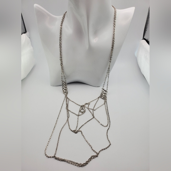 American‎ eagle Chainmail Moonstone webbed necklace N1501 - Picture 1 of 4